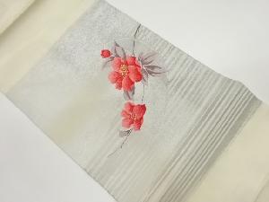 山茶花模様織出し名古屋帯